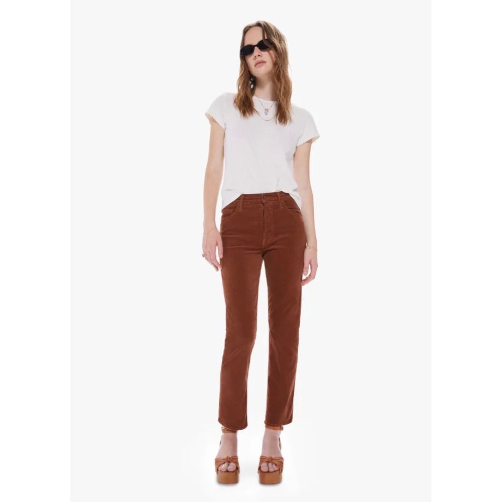 MOTHER The Tomcat Ankle Corduroy Pants Hopscotch Brown High Rise Size 30‎